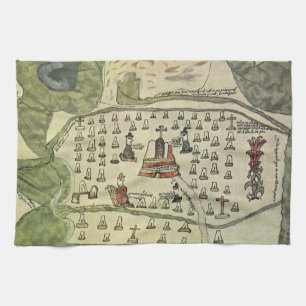 Linge De Cuisine Empire aztèque de Montezuma, carte antique du mond