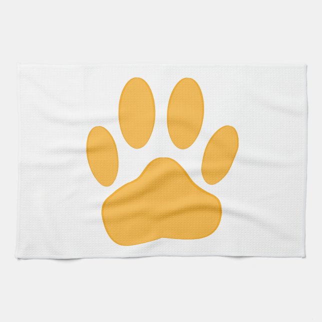 Linge De Cuisine Empreinte de chien orange (Horizontal)