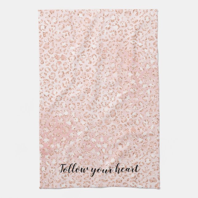 Linge De Cuisine Empreinte de léopard de Parties scintillant rose v (Vertical)