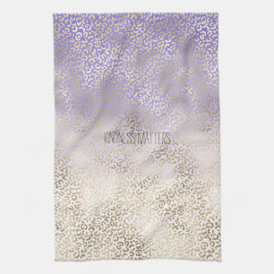 Linge De Cuisine Empreinte de léopard d'Ombre d'or violet