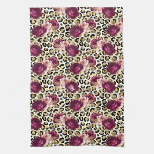 Linge De Cuisine Empreinte de léopard floral rose Girl