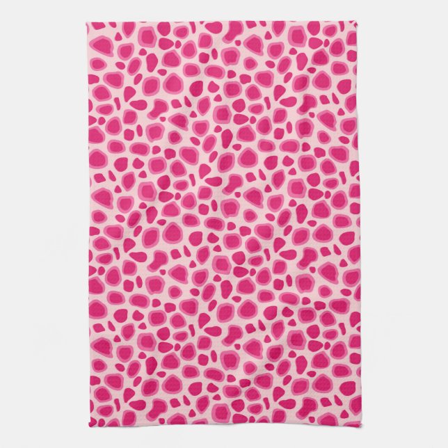 Linge De Cuisine Empreinte de léopard - Fuchsia et rose clair (Vertical)