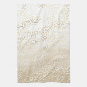 Linge De Cuisine Empreinte de léopard Gold Blanc