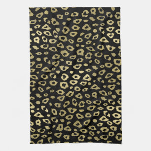 Linge De Cuisine Empreinte de léopard noir d'Ombre d'or