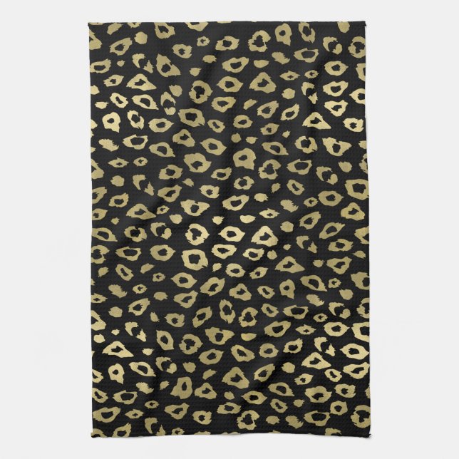 Linge De Cuisine Empreinte de léopard noir d'Ombre d'or (Vertical)