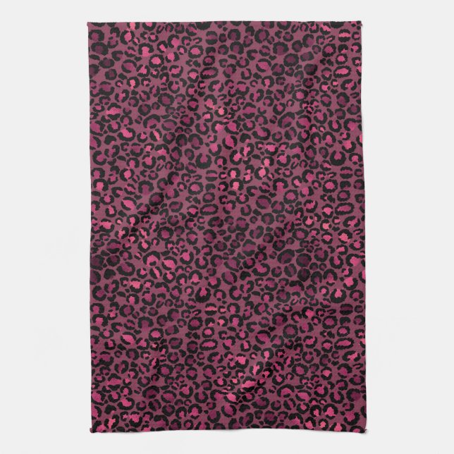 Linge De Cuisine Empreinte de léopard noir rose glam (Vertical)