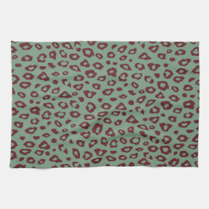Linge De Cuisine Empreinte de léopard rouge vert