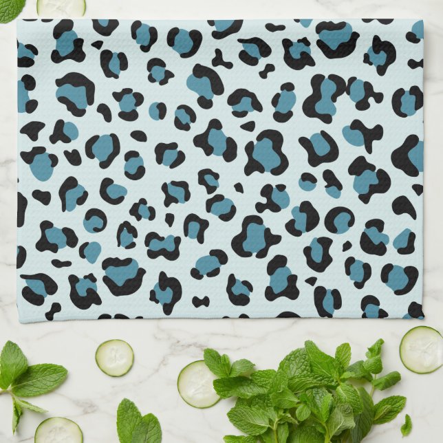 Linge De Cuisine Empreinte de léopard, Spots de léopard, Leopard bl (Plié)