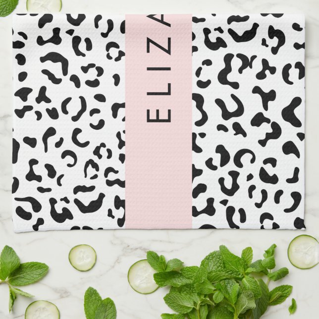 Linge De Cuisine Empreinte de léopard, Spots, Noir Et Blanc, Votre  (Plié)