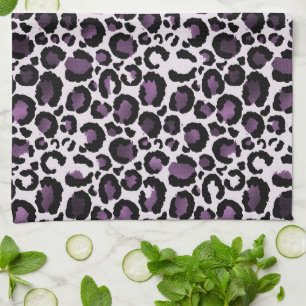 Linge De Cuisine Empreinte de léopard violet noir