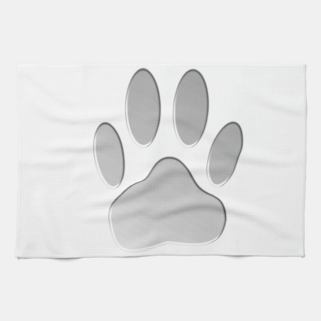 Linge De Cuisine Empreinte de patte de chien à l'air métallique (Horizontal)