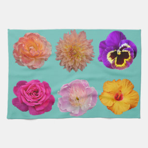 Linge De Cuisine Empreinte florale colorée