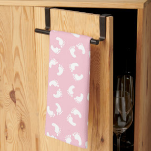 Linge De Cuisine Empreintes Bébé, Pied Bébé, Marches, Fille Rose
