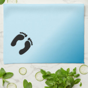 Linge De Cuisine Empreintes Pieds Nus Bleu