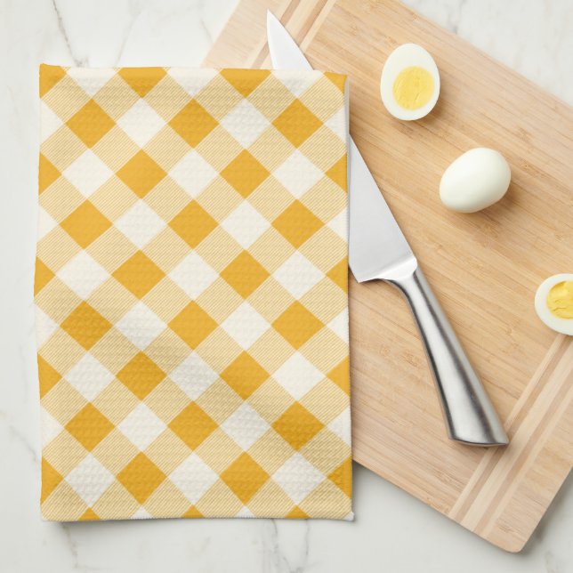 Linge De Cuisine En vichy d'or de récolte (Quart Plié)