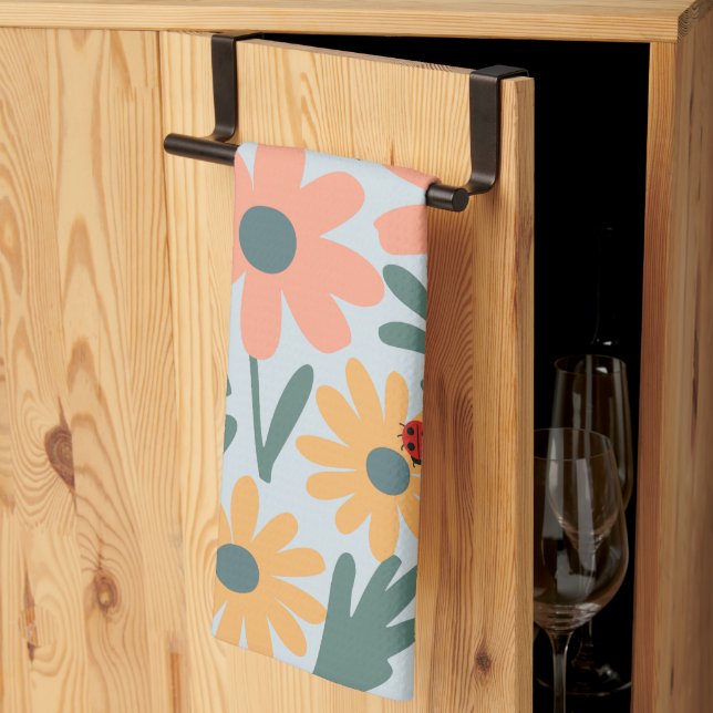 Linge De Cuisine Enfants Cute Ladybug Polka dot Daisy Flower Motif (Pliage en tiers)