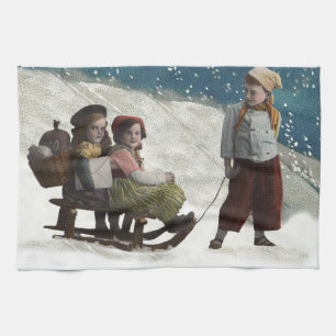 Linge De Cuisine Enfants vintages Dormir Noël hiver
