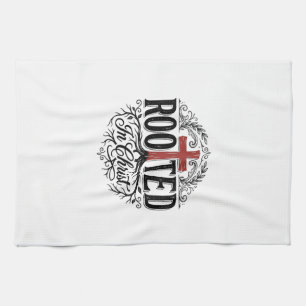 Linge De Cuisine Enraciné dans le Christ Croix Chrétienne Vintage D