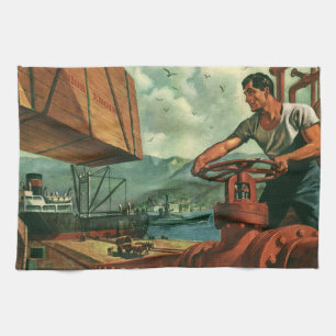 Linge De Cuisine Entreprise vintage, pétrolier navire-citerne avec 