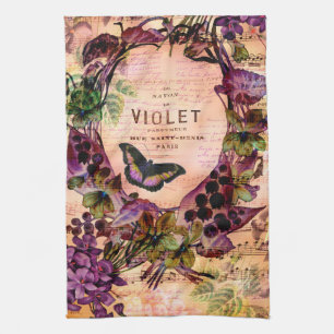 Linge De Cuisine Ephémère florale de papillon violet