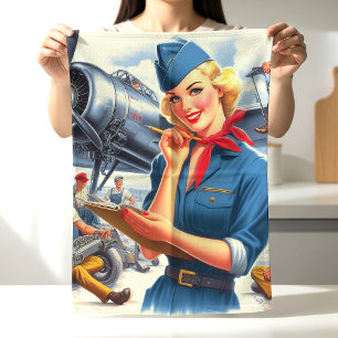 Linge De Cuisine Éphéméride d'avion vintage