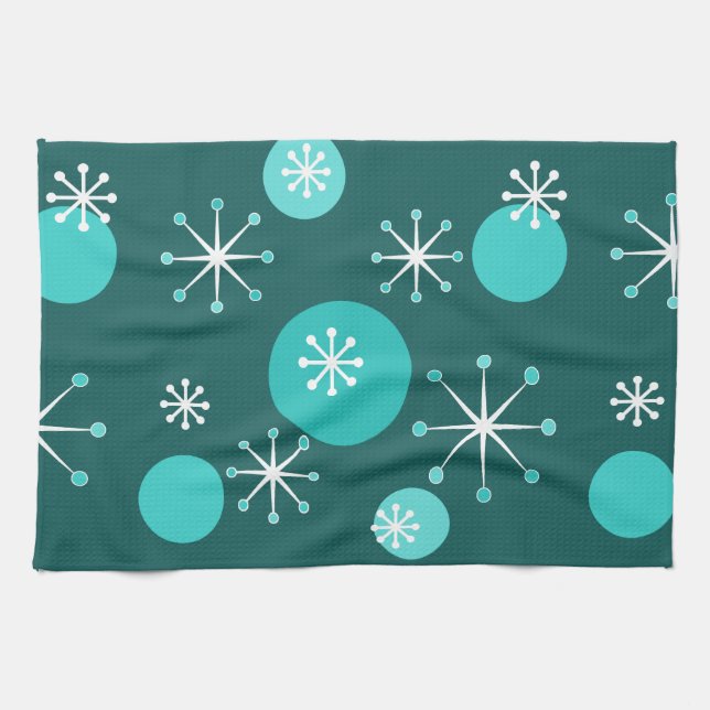 Linge De Cuisine Époque atomique Turquoise (Horizontal)