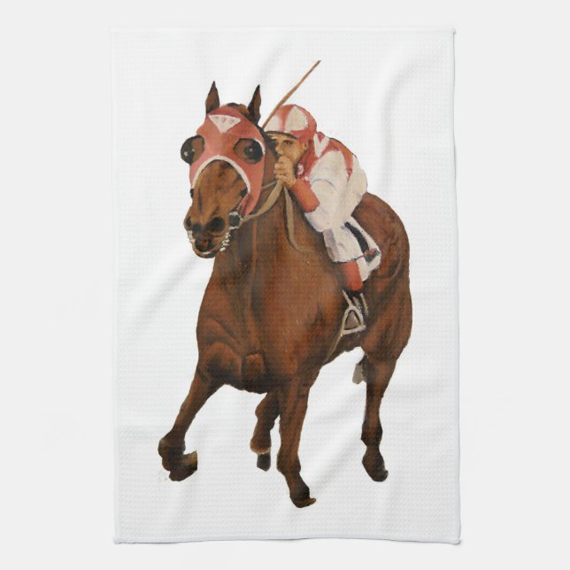 Linge De Cuisine Equine Thoroughbred remporte la course de cheval (Vertical)