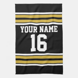 Linge De Cuisine Équipe cycliste Black with Gold White Stripes