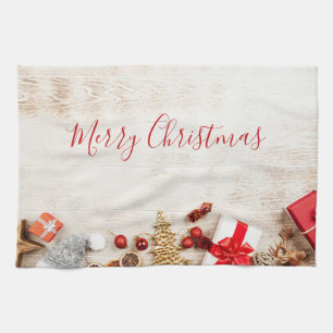 Linge De Cuisine Équipe cycliste Christmas sur Rustic Wooden Board