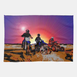 Linge De Cuisine Équitation de motocyclette du motocross du garço