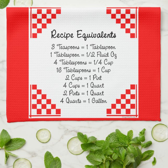 Linge De Cuisine Equivalents de recette Chèques rouges (Plié)