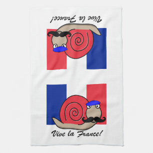 Linge De Cuisine Escargot français du 14 juillet dans un béret
