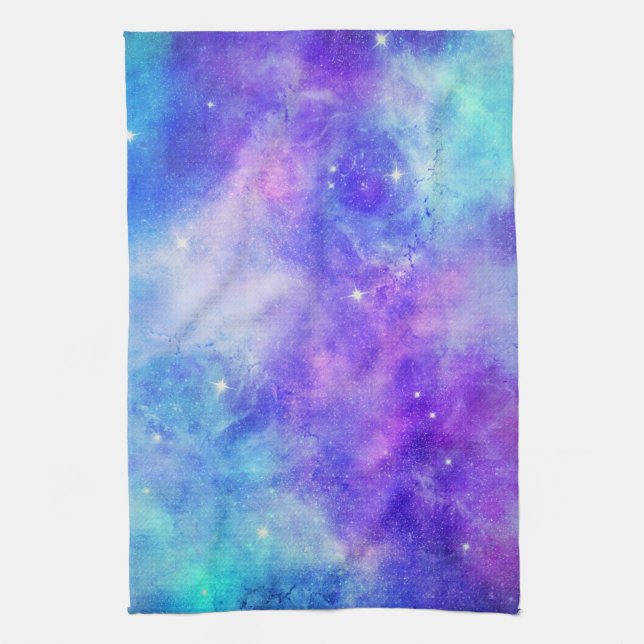 Linge De Cuisine Espace de galaxie violet et bleu Abstrait (Vertical)