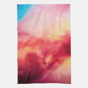 Linge De Cuisine Espace extérieur Poussière Cosmique Étoiles rouge 