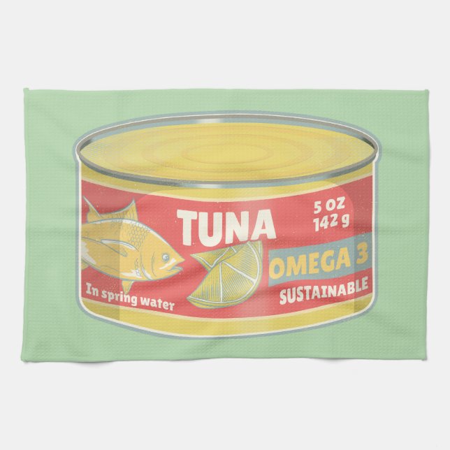 Linge De Cuisine Étanche de thon en conserve de poisson rétro (Horizontal)