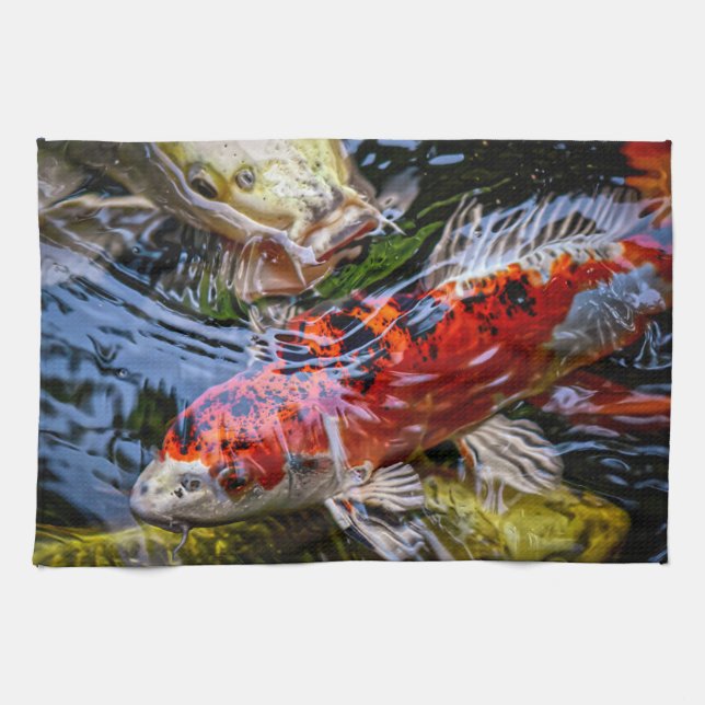 Linge De Cuisine Étang japonais de poissons Koi (Horizontal)