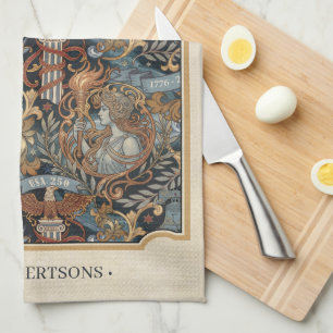 Linge De Cuisine États-Unis 250 Liberté Art Nouveau Motif Bordure I