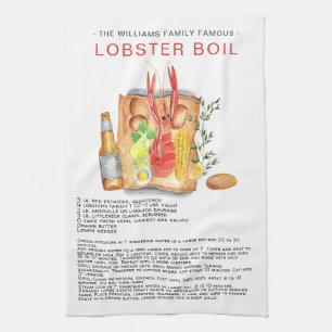 Linge De Cuisine Été Boule de homard Recette Heirloom Tea Towel