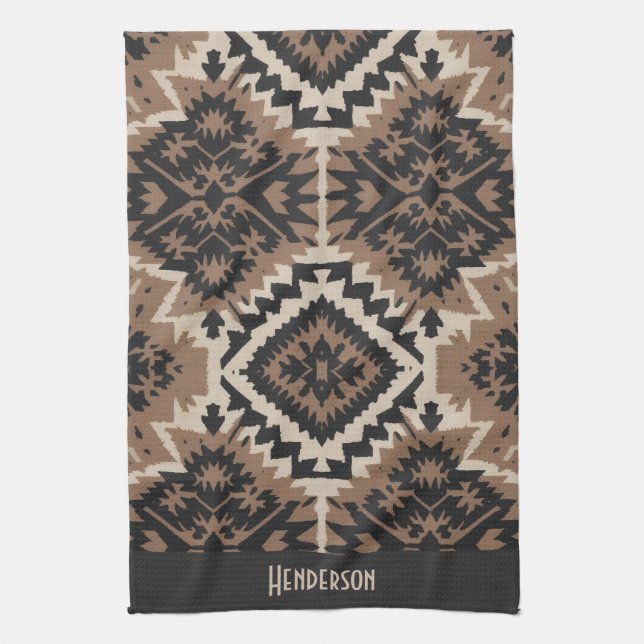 Linge De Cuisine Ethnic Tribal Mudcloth Black & Tan (Vertical)