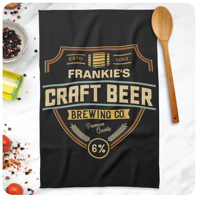 Linge De Cuisine Étiquette de bière artisanal personnalisé brasseri (Créateur téléchargé)