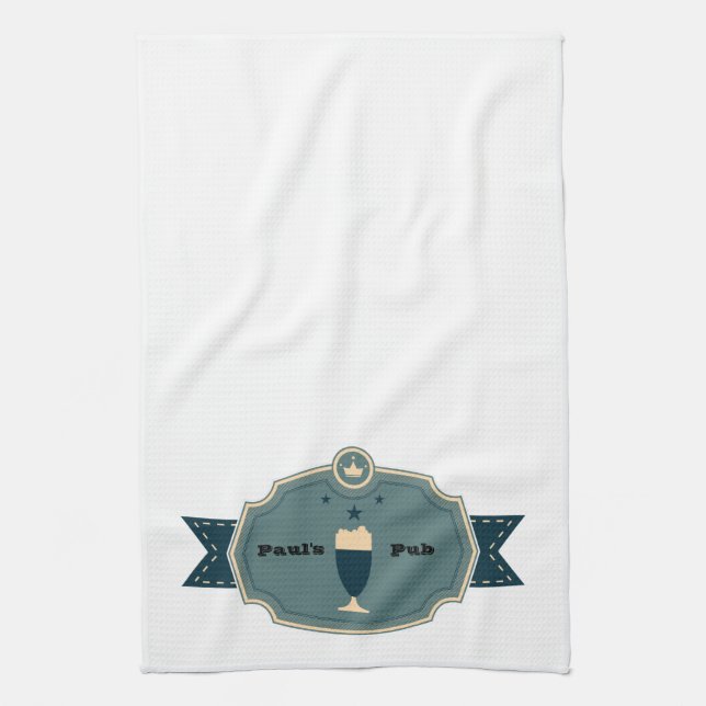 Linge De Cuisine Étiquette de bière Turquoise personnalisé (Vertical)