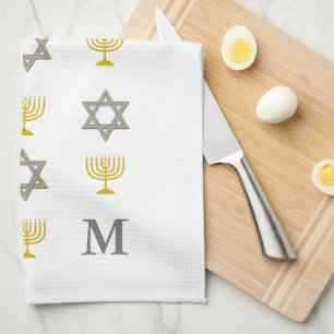 Linge De Cuisine  Étoile élégante de David Menorah Monogramme juif