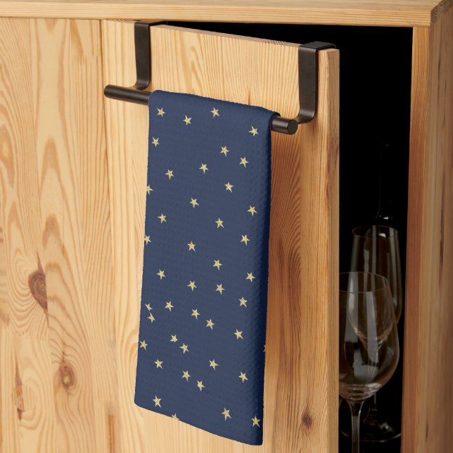 Linge De Cuisine Étoiles Marine Et Or (Pliage en tiers)