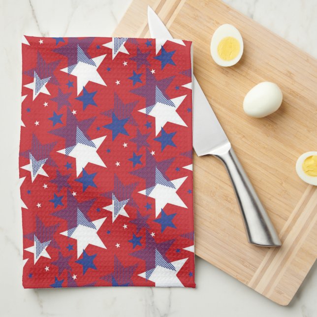 Linge De Cuisine Étoiles Motif sans fil (Quart Plié)