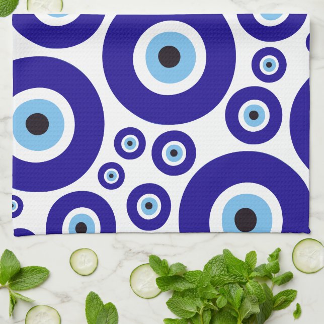 Linge De Cuisine Evil Eye Pattern, Greek Eye, Turkish Eye, Nazar (Plié)