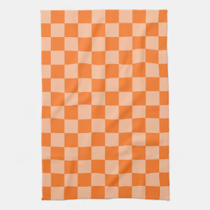 Linge De Cuisine Explorez la beauté du damier orange