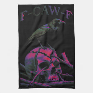 Linge De Cuisine F-Caw-F Funny Black Crow Bird