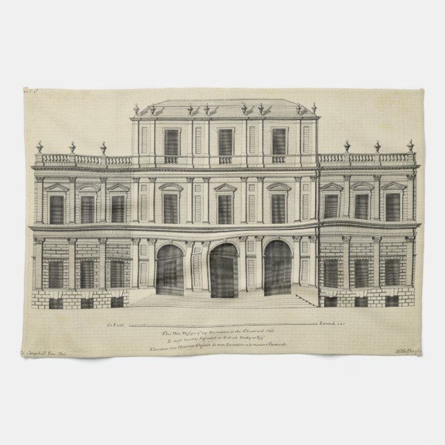 Linge De Cuisine Façade de style théâtral de Colen Campbell (Horizontal)