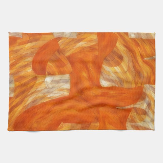 Linge De Cuisine Face in Orange Artsy Abstract Kitchen Towel (Horizontal)