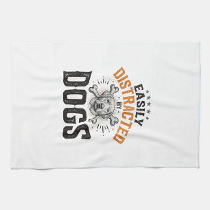 Linge De Cuisine Facilement distrait par les chiens Design vintage
